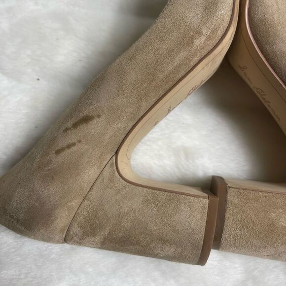 Sam Edelman Junie suede Khaki slip on block heels round toe size 9.5 - Picture 10 of 10